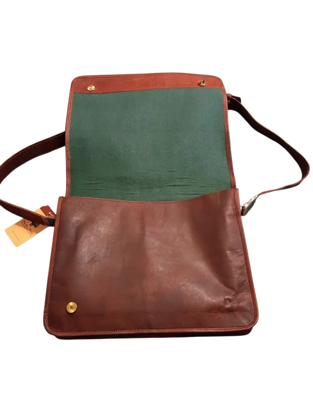 NEW! Rustic Tree Trekker Artisan Leather Messenger Bag - Brown